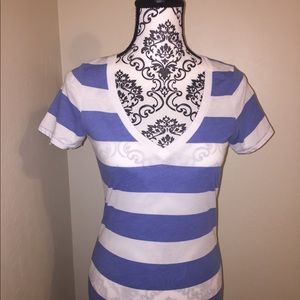 V Neck striped Tee